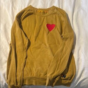 Aviator Nation Mustard Sweatshirt with Red Heart
